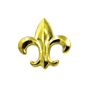 Scouts BSA Scout Rank Parent Pin, gold metal fleur-de-lis design with butterfly clutch back.